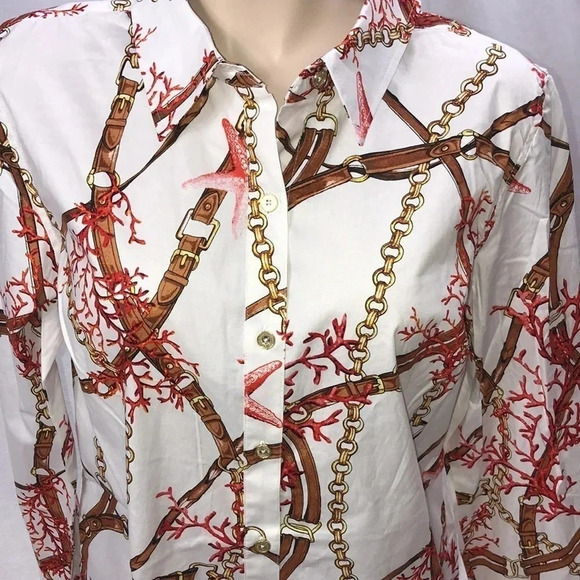 Susan Graver Size 6 Chain Design Button Down Shirt. New Without Tags - Picture 4 of 5